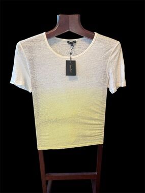 Massimo Dutti brand new linen knit size 8 women blouse white and yellow